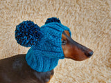 Hat winter pet wool with pompoms,clothes warm hat for dog dachshundknit