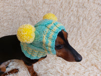 Hat winter pet wool with pompoms,clothes warm hat for dog dachshundknit