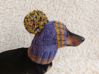 Hat winter pet wool with one pompom,clothes warm hat for dog dachshundknit