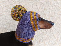 Hat winter pet wool with one pompom,clothes warm hat for dog dachshundknit