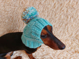 Hat winter pet wool with one pompom,clothes warm hat for dog dachshundknit