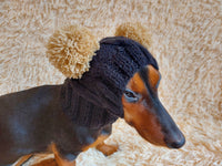 Hat winter pet wool with pompoms,clothes warm hat for dog dachshundknit