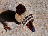 Winter hat for a dog with handmade pom-poms dachshundknit