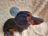 Dog Gray Pompom Hat,Pet Clothes Pompom Hat,Warm Puppy Hat dachshundknit