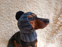 Dog Gray Pompom Hat,Pet Clothes Pompom Hat,Warm Puppy Hat dachshundknit