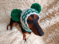 Christmas Clothes Pet Outfit Pom Pom Hat, Pet clothes winter warm wool snood hat for small dogs with pompom, pet gift, dog gift dachshundknit