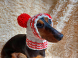 Christmas Clothes Pet Outfit Pom Pom Hat, Pet clothes winter warm wool snood hat for small dogs with pompom, pet gift, dog gift dachshundknit