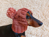 Clothing for miniature dachshund or small dog hat with two pompons dachshundknit