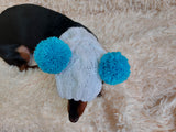 White Pet Hat With Colorful Pom Poms Dog Dachshund Warm Clothes Outfit Pom Pom Hat dachshundknit