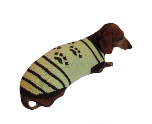 Cardigan with footprints for small dachshund dachshundknit