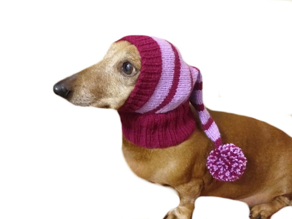 Christmas hat for dog, Santa hat for dog, hat for dog, hat for small dog, hat for dachshund, doxie clothes, doxie hat - dachshundknit