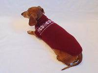 Christmas knitted sweater with snowflakes for a dog, clothes for dachshund - dachshundknit