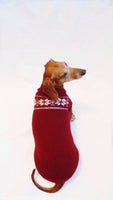 Christmas knitted sweater with snowflakes for a dog, clothes for dachshund - dachshundknit