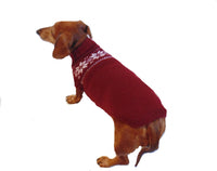 Christmas knitted sweater with snowflakes for a dog, clothes for dachshund - dachshundknit