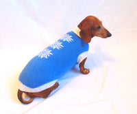 Christmas knitted sweater with snowflakes for dog dachshundknit
