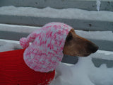Christmas knitted warm winter hat for small dog handmade - dachshundknit