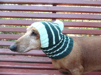 Clothes for small dog handmade knitted green hat with pompon - dachshundknit