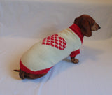 Dachshund clothes Heart knitted sweater - dachshundknit