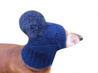 Dachshund winter hat with pompom rabbit - dachshundknit