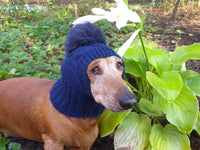 Dachshund winter hat with pompom rabbit - dachshundknit