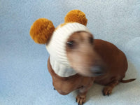 Doxie hat with two pompons, dachshund hat with two pompons - dachshundknit