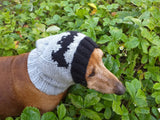 Gray knitted hat for dog bat halloween - dachshundknit