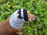 Gray knitted hat for dog bat halloween - dachshundknit
