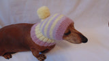 Hat dog Angora warm winter with pompom - dachshundknit