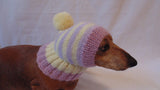 Hat dog Angora warm winter with pompom - dachshundknit