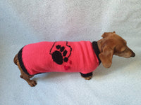 Knitted pink heart sweater for dachshund dachshundknit