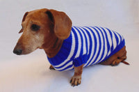 Knitted striped sweater for dog in nautical style dachshundknit