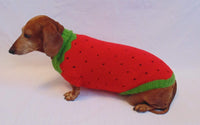 Knitted sweater strawberry for dogs, clothes for dachshunds dachshundknit