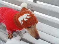 Knitted winter hat with bears for dachshund dogs - dachshundknit