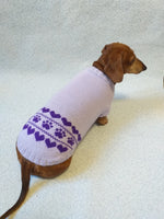 Lilac knitted sweater for dogs, clothes for dachshunds, sweater for dogs, clothes for dogs, sweater for small dogs, dachshund sweater dachshundknit