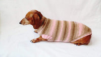 Pink striped knitted sweater for dachshund dogs, clothes for dachshund dachshundknit