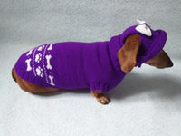 Purple dachshund costume sweater and hat, Costume for miniature dachshund, Doxie sweater and hat set - dachshundknit