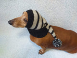 Santa hat for dog gray knitted,black hat with gray pompom for dog - dachshundknit