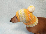Warm winter hat with pompom for small dog - dachshundknit