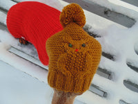 Winter clothes for dogs knitted hat owl - dachshundknit
