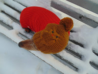 Winter clothes for dogs knitted hat owl - dachshundknit