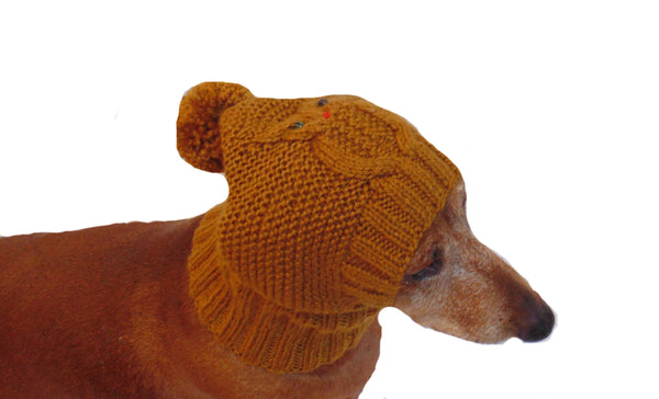 Winter clothes for dogs knitted hat owl - dachshundknit