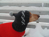 Winter gray warm hat for dog or cat - dachshundknit