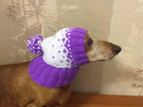 Winter knitted hat for small dog - dachshundknit