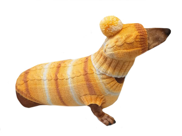 Winter warm sweater set and hat for dog, hat for dachshund dachshundknit